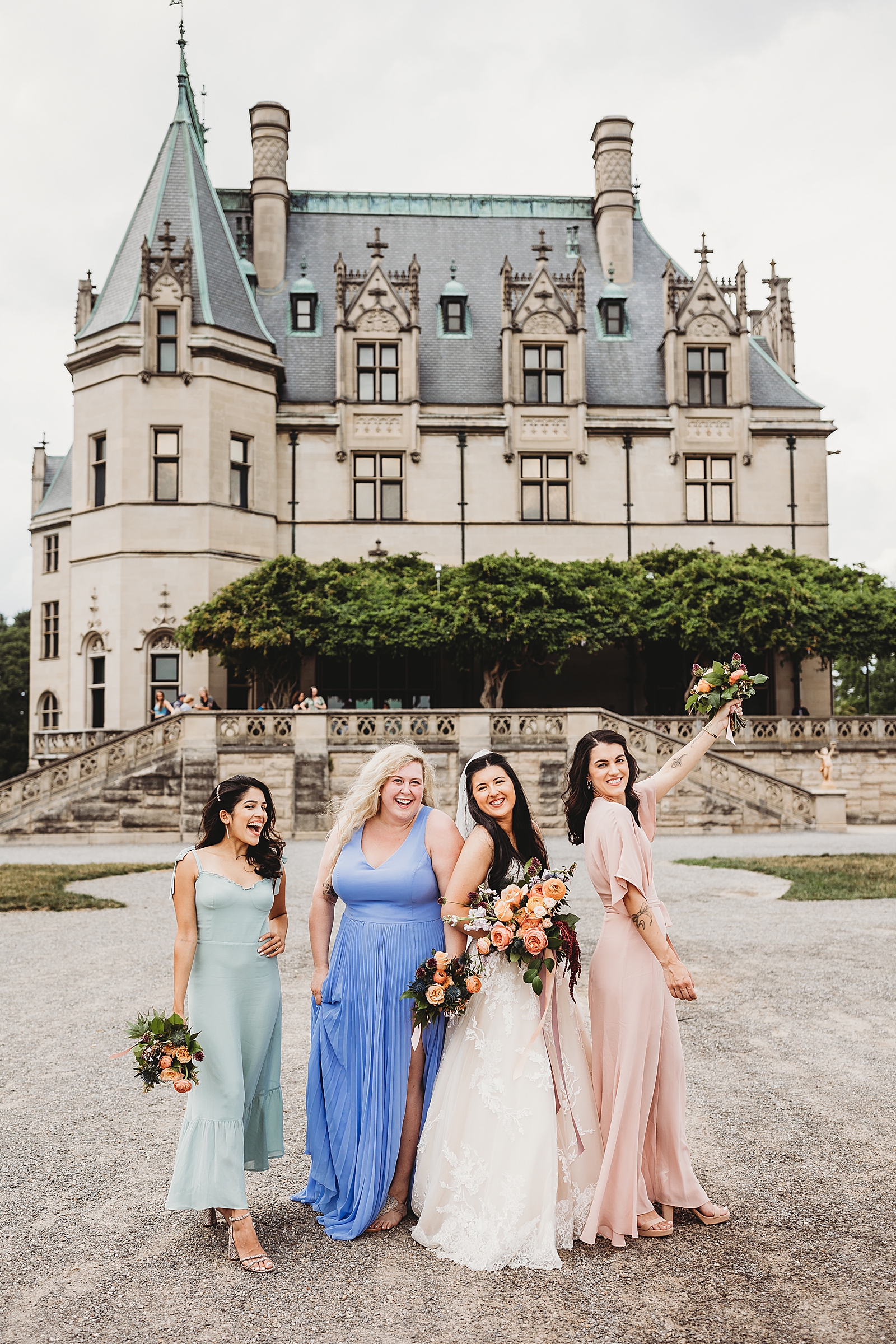 colorful bridesmaids' dresses; pastel bridesmaid dresses; spring bridesmaid dresses